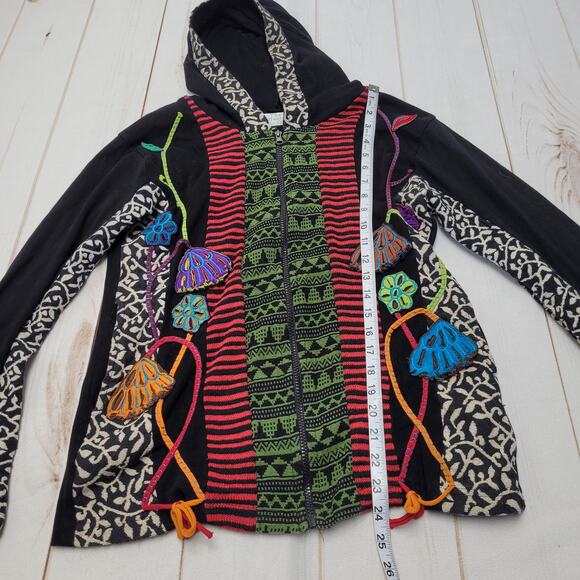 The Collection Royal knit Y2k boho bohemian hoodie colorful wearable art - Picture 2 of 7